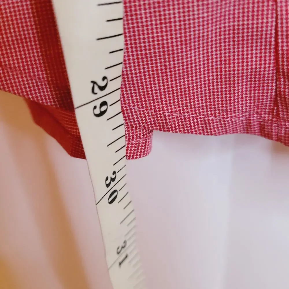 Banana Republic mens red micro check western pearl snap button up shirt Size L
